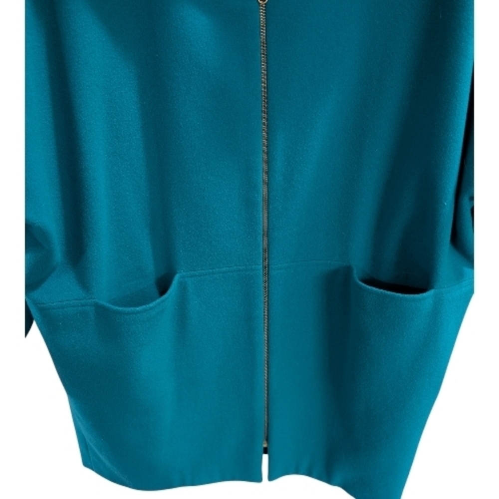 IB Diffusion Vintage Womens Coat Teal Knit Wool Cashmer W/ Pockets - Picture 3 of 10